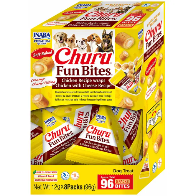 Hovedbilde Churu Dog Fun Bites Chicken With Cheese 8 stk