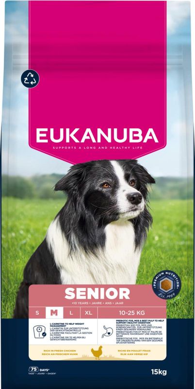 EUKANUBA Hundefor Senior Medium Breed kylling 15kg