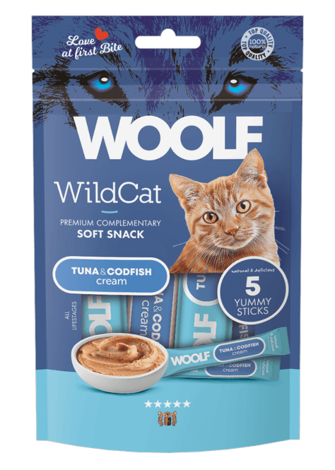Hovedbilde WOOLF Wildcat Cream Tuna + Codfish 5 Stk