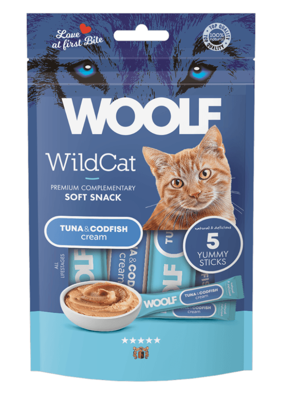 WOOLF Wildcat Cream Tuna + Codfish 5 Stk