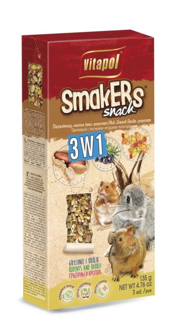 Hovedbilde Smakers Gnager m/ Nøtter/Bær/Popcorn 3 stk