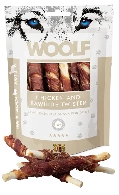 Hovedbilde WOOLF Tyggepinner Chicken and rawhide twister ...